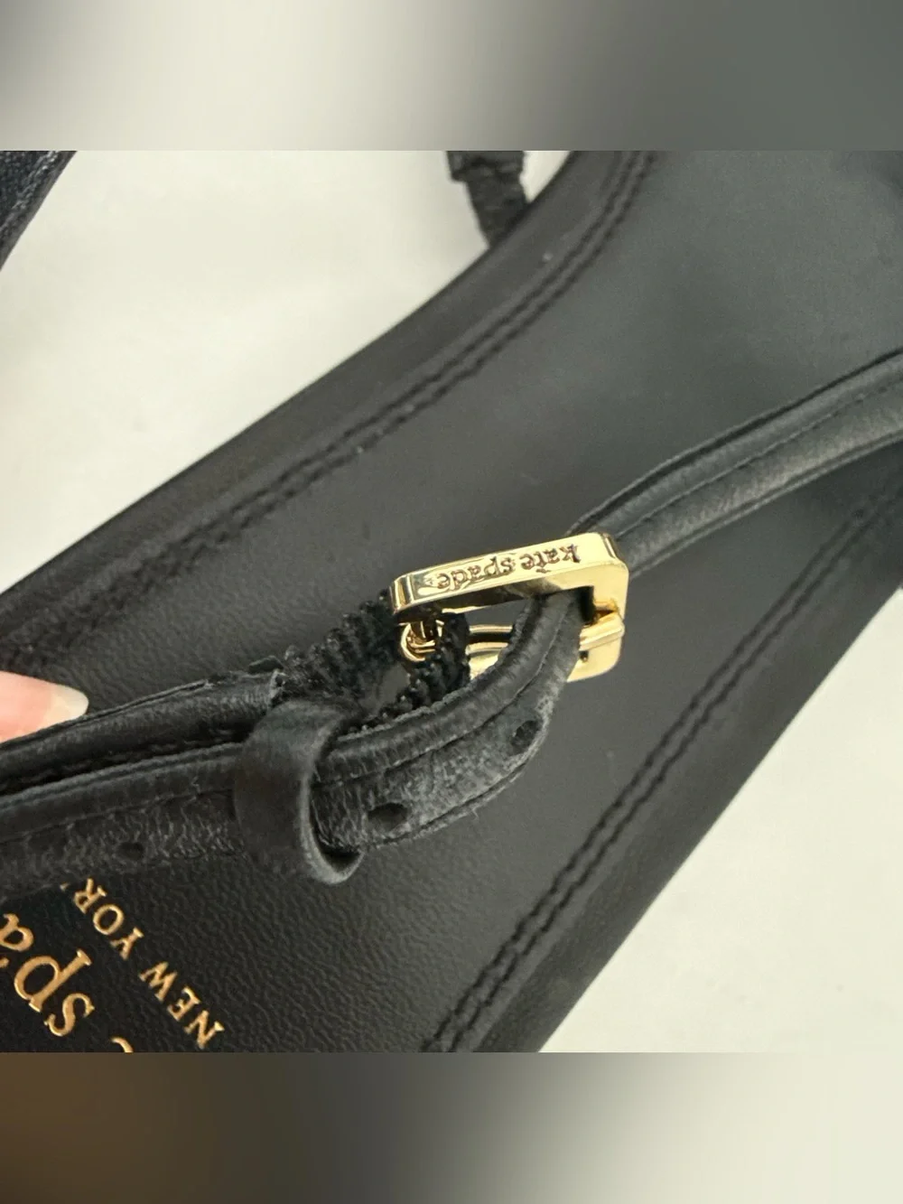 Kate Spade Carolina Flat Slingback Black Leather Pointed Toe Mary Jane Bow